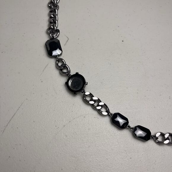 Chicos Chunky Gunmetal Chain Necklace Large Gems Statement Jewelry Bold 36 - 40" - Picture 15 of 16